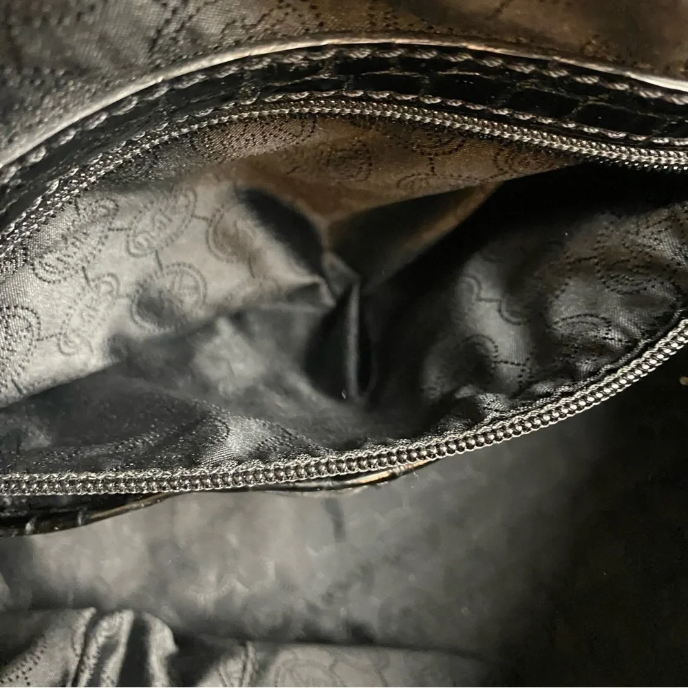 Michael Kors “Knox” Black Crocodile Embossed Leather Satchel
